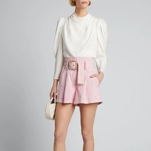 NWT Tanya Taylor Lena Belted Shorts Pink Size 2